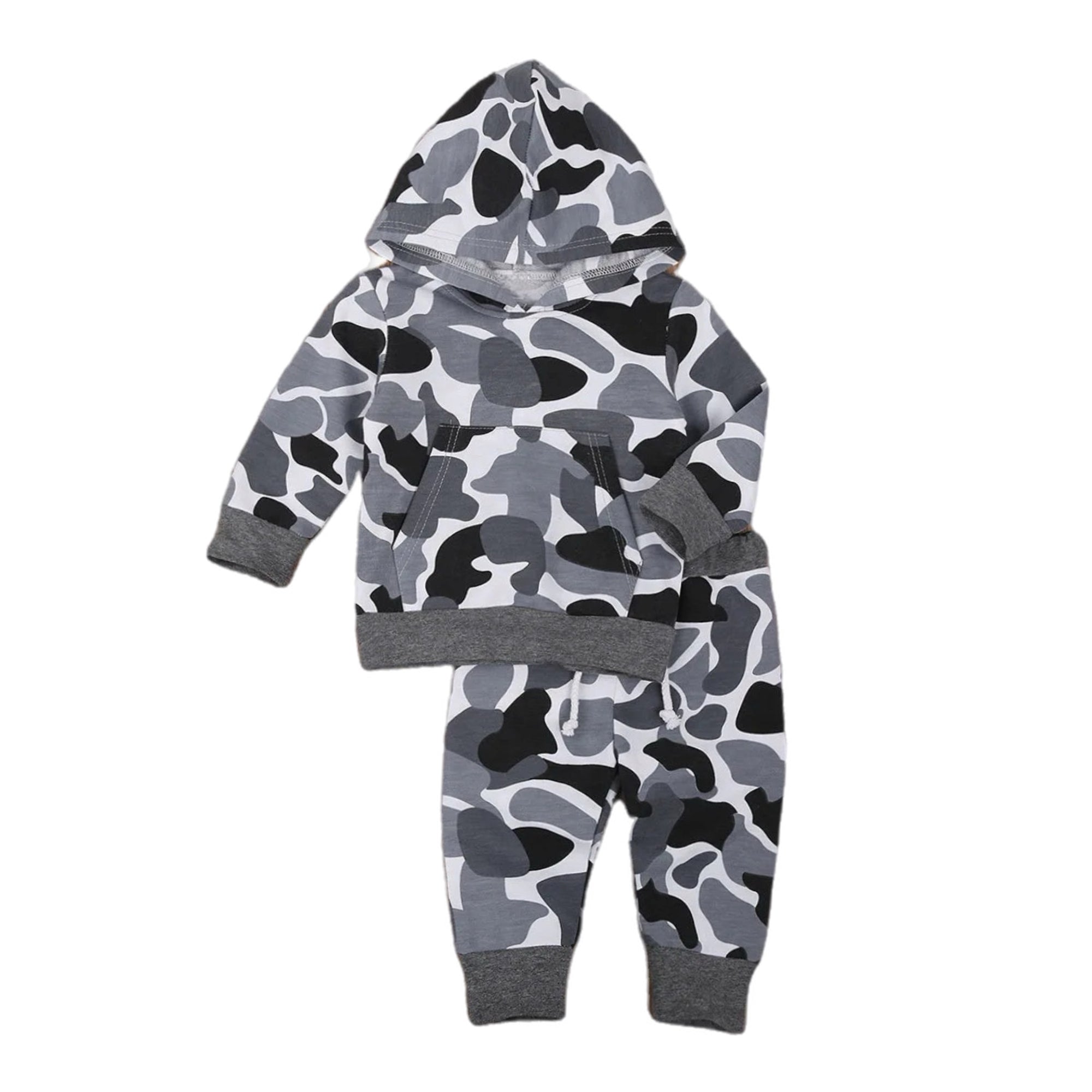 Baby and Toddler Boys Gray Camo Hoodie and Joggers 2PC Set, Model