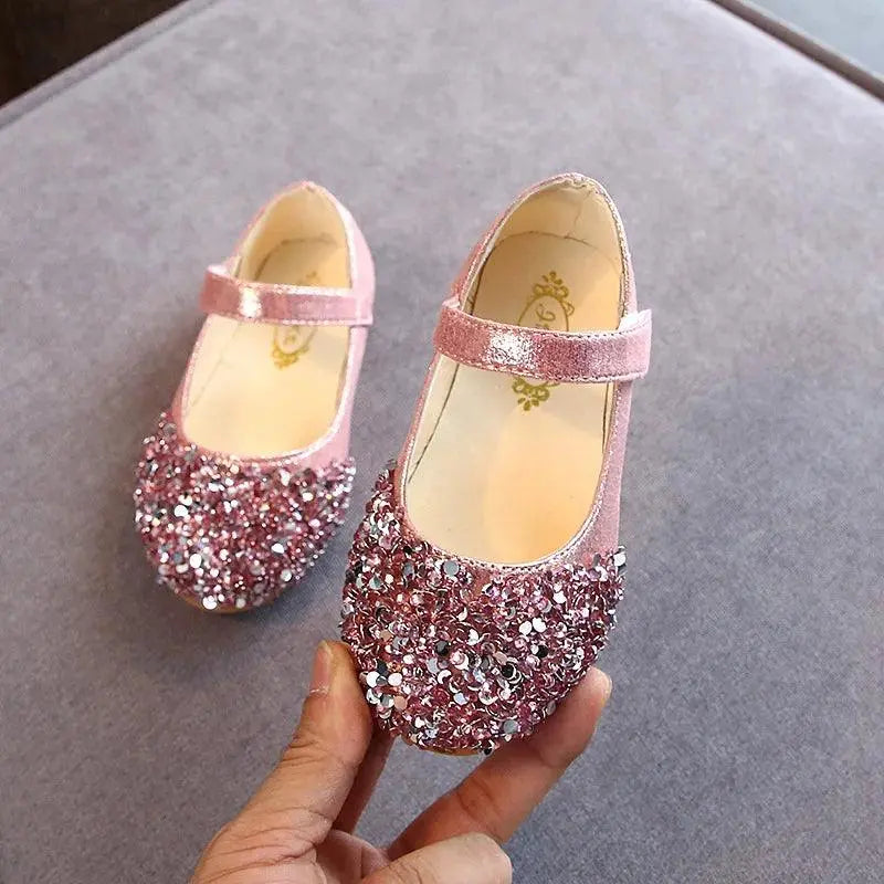 Baby Toddler Girls Glitter and Sequin Velcro Strap Princess Shoes