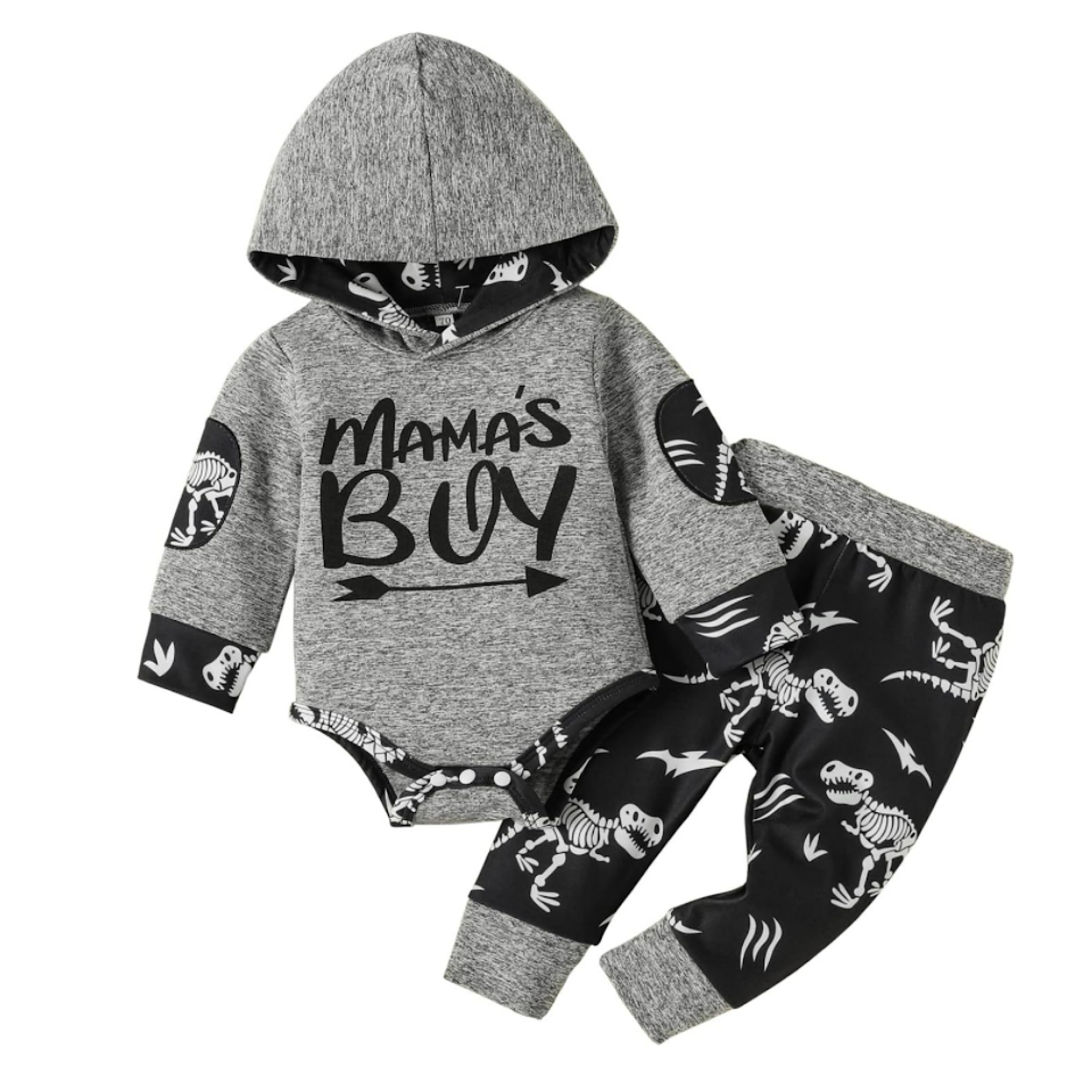 Infant Baby Boys Clothing Set Hooded Mama's Boy Romper and Pants, Color