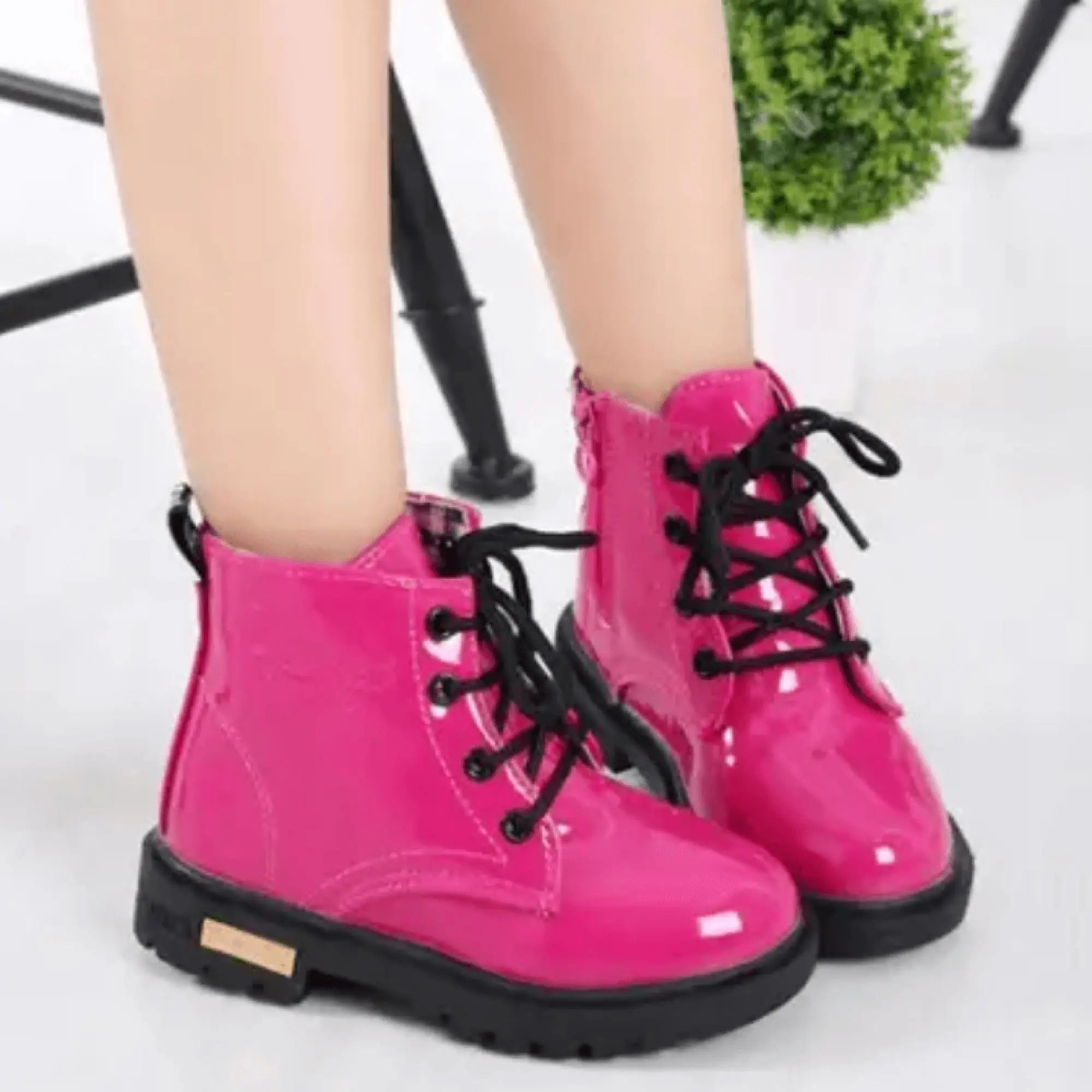 Toddler Girls Lace Up Side Zipper Combat Boots Waterproof Fashion
