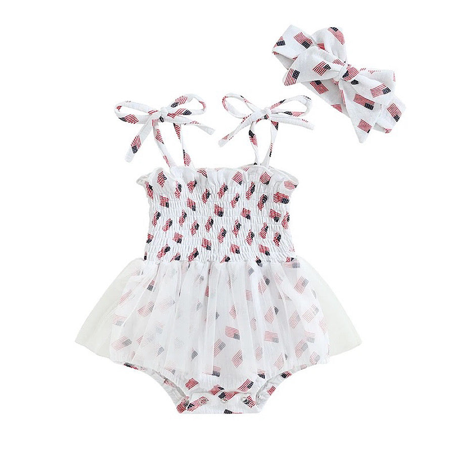 Infant Baby Girl 4th of July Tutu Romper Sleeveless One Piece Outfit. Color