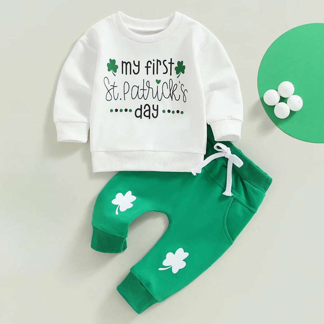 Baby Toddler Boys Long Sleeve St. Patricks Day Sweatshirt and Joggers, color