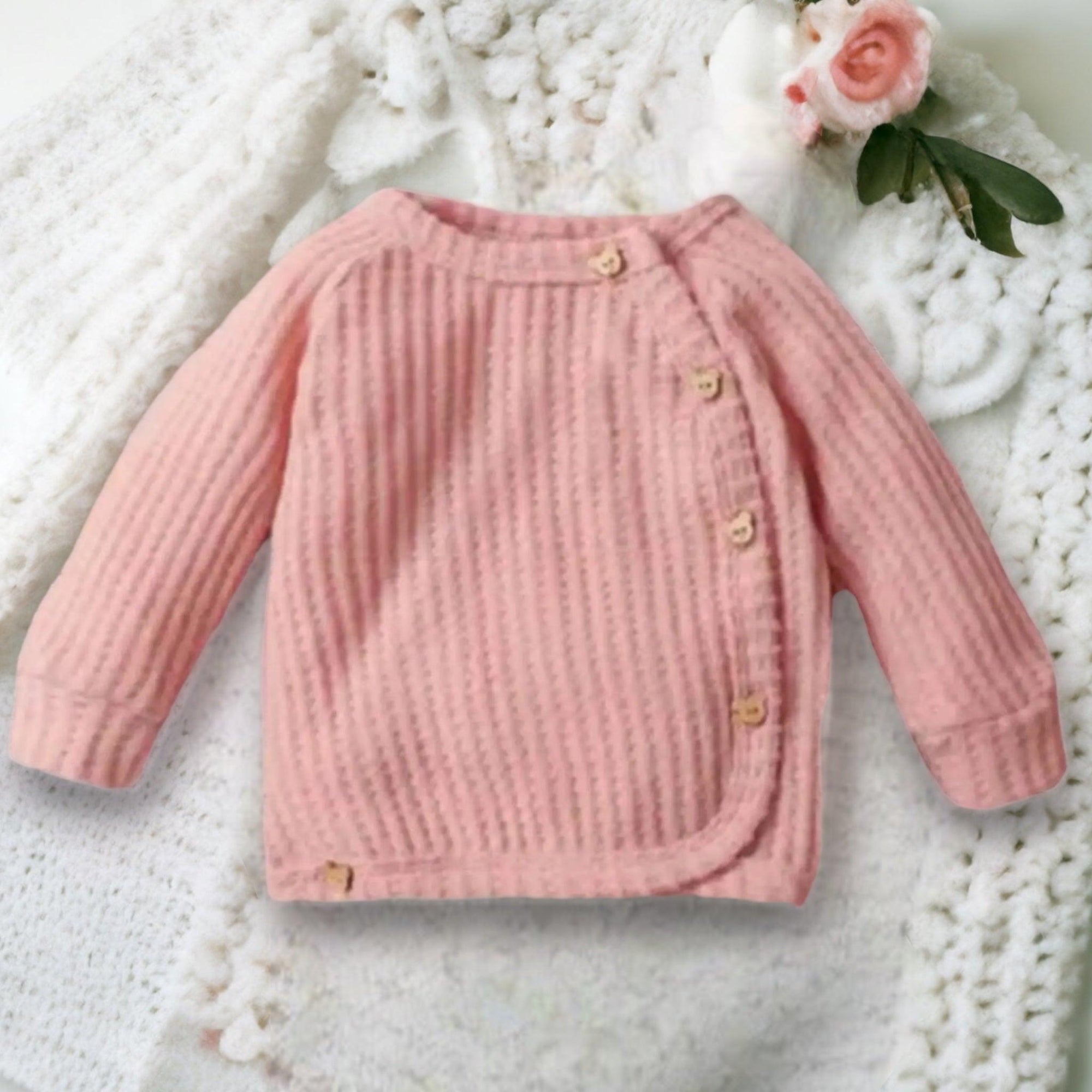 Baby Toddler Girls Pink Knit Sweater Three Piece Clothing Set, Color