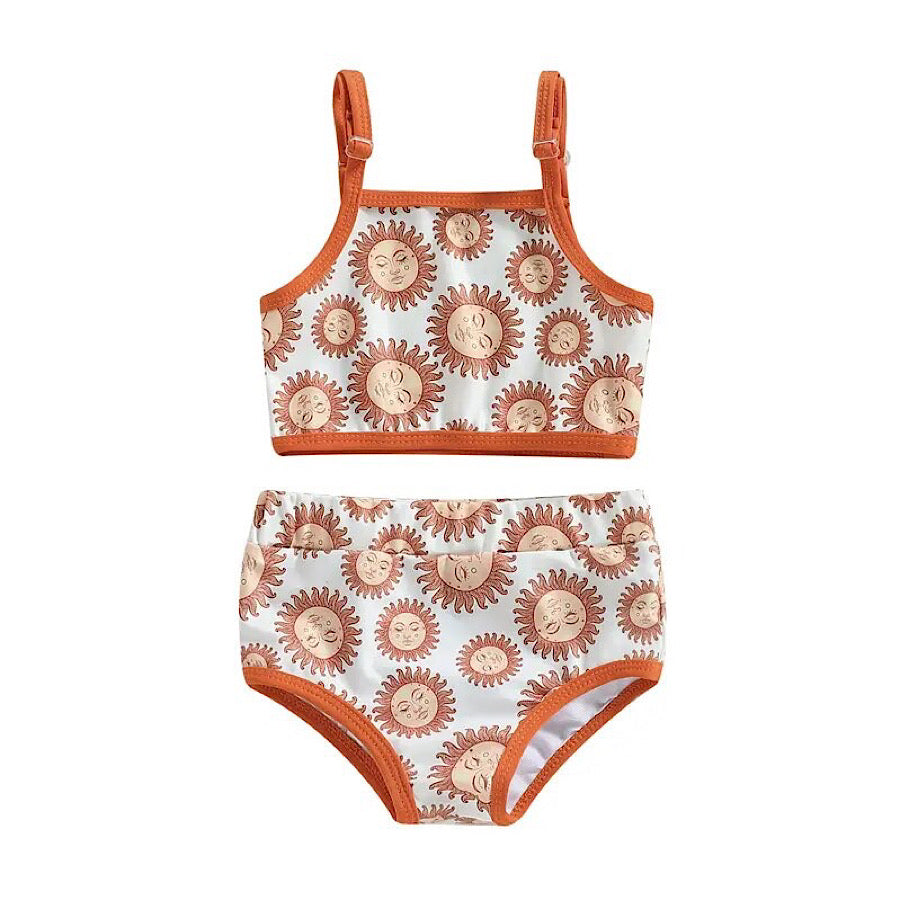 2pc Baby Girls Summer Bikini Set Sun Print Sling Top and Bottoms, Main Image