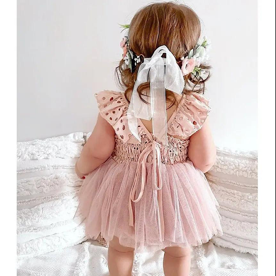 Baby Toddler Girls Ruffled Eyelet Sleeveless Summer Tulle Dress, Main Image
