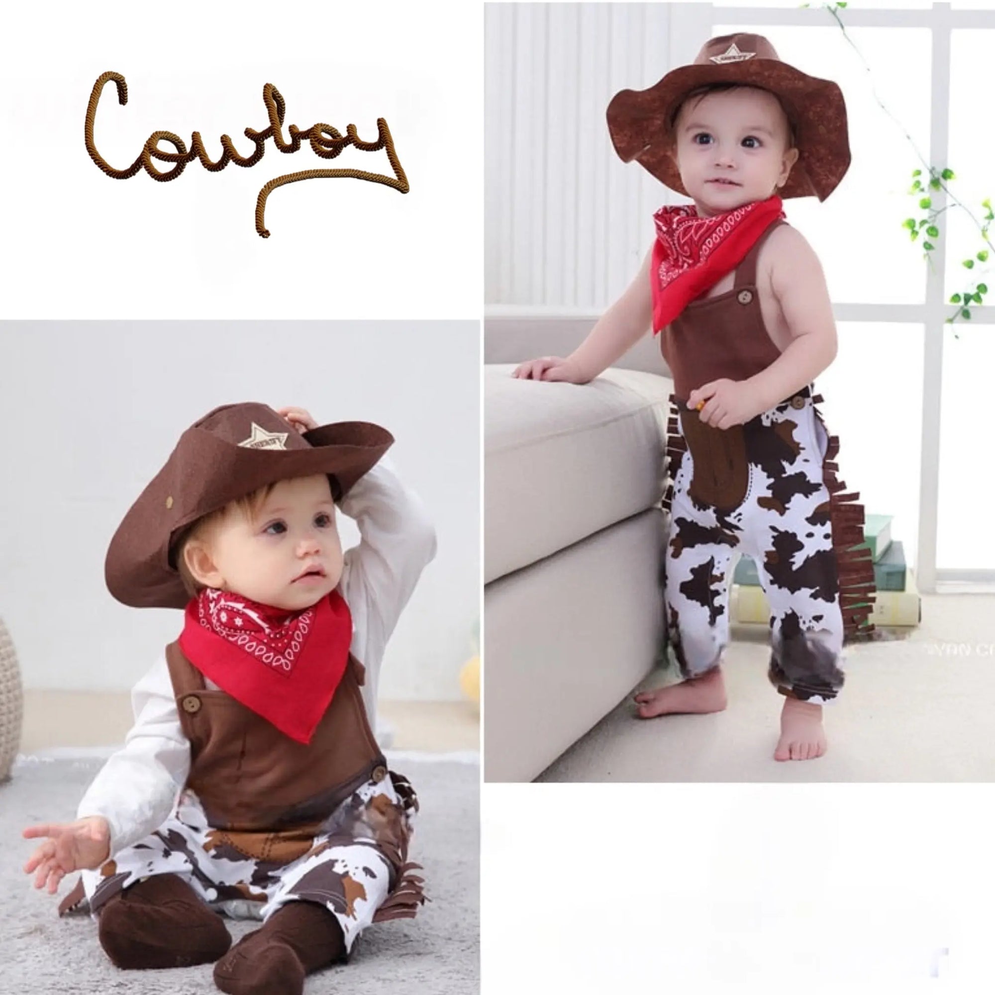 Baby Toddler Boys Cowboy Costume Halloween Three Piece Set Bling Bling Baby Boutique