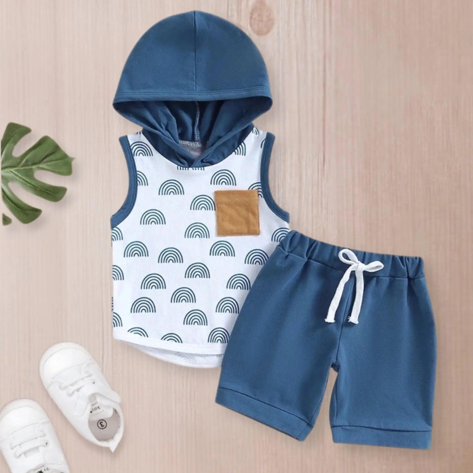 Baby Toddler Boys Printed Hooded Sleeveless Shirt and Shorts Set Bling Bling Baby Boutique