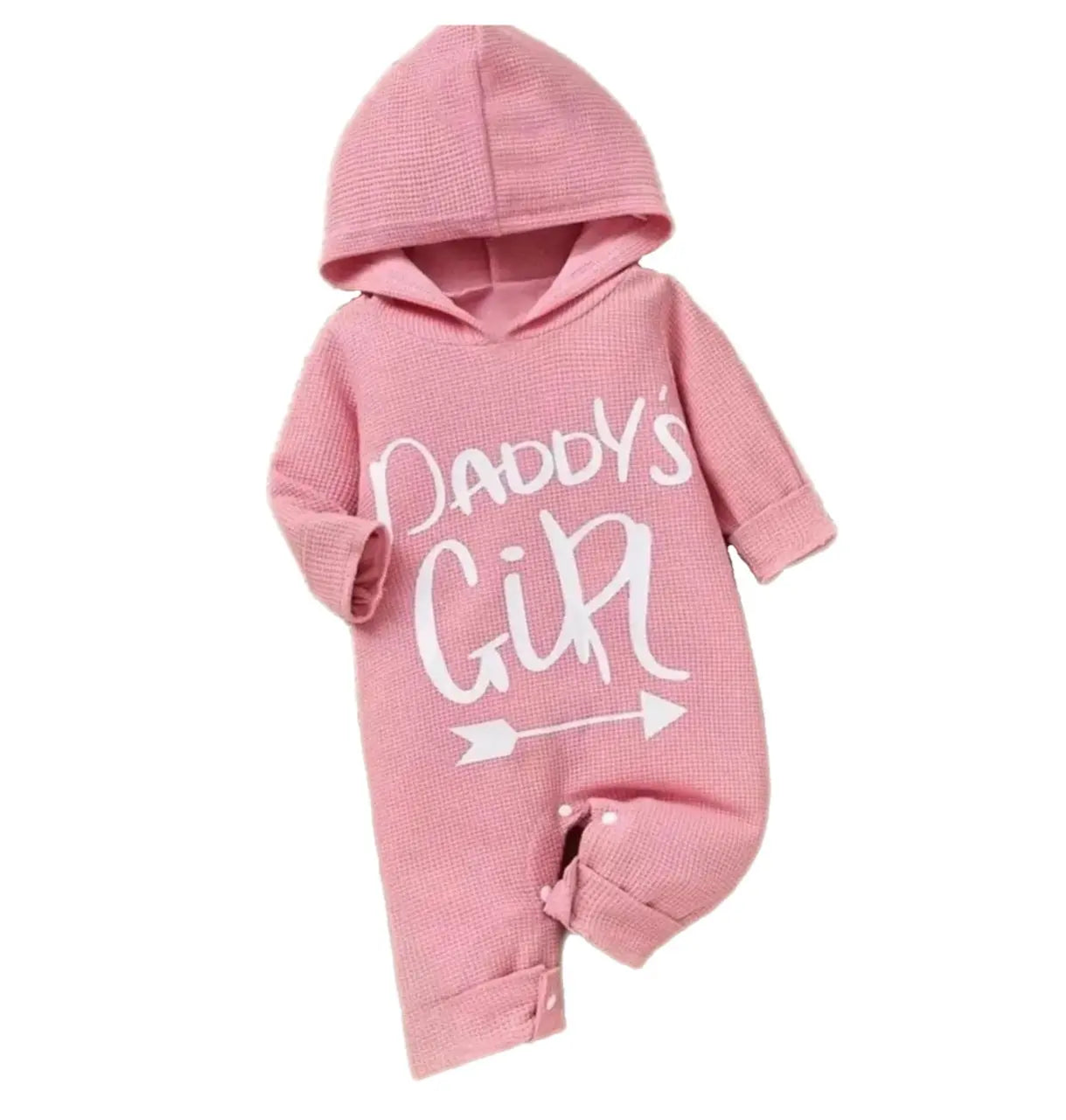 Baby Toddler Girls Hooded Letter Print Daddy's Girl Pink Romper, Color 
