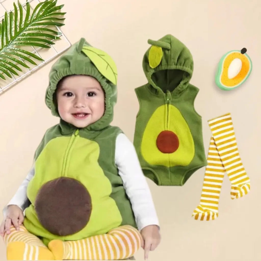 Baby Toddler Hooded Avocado Romper Costume and Socks Bling Bling Baby Boutique