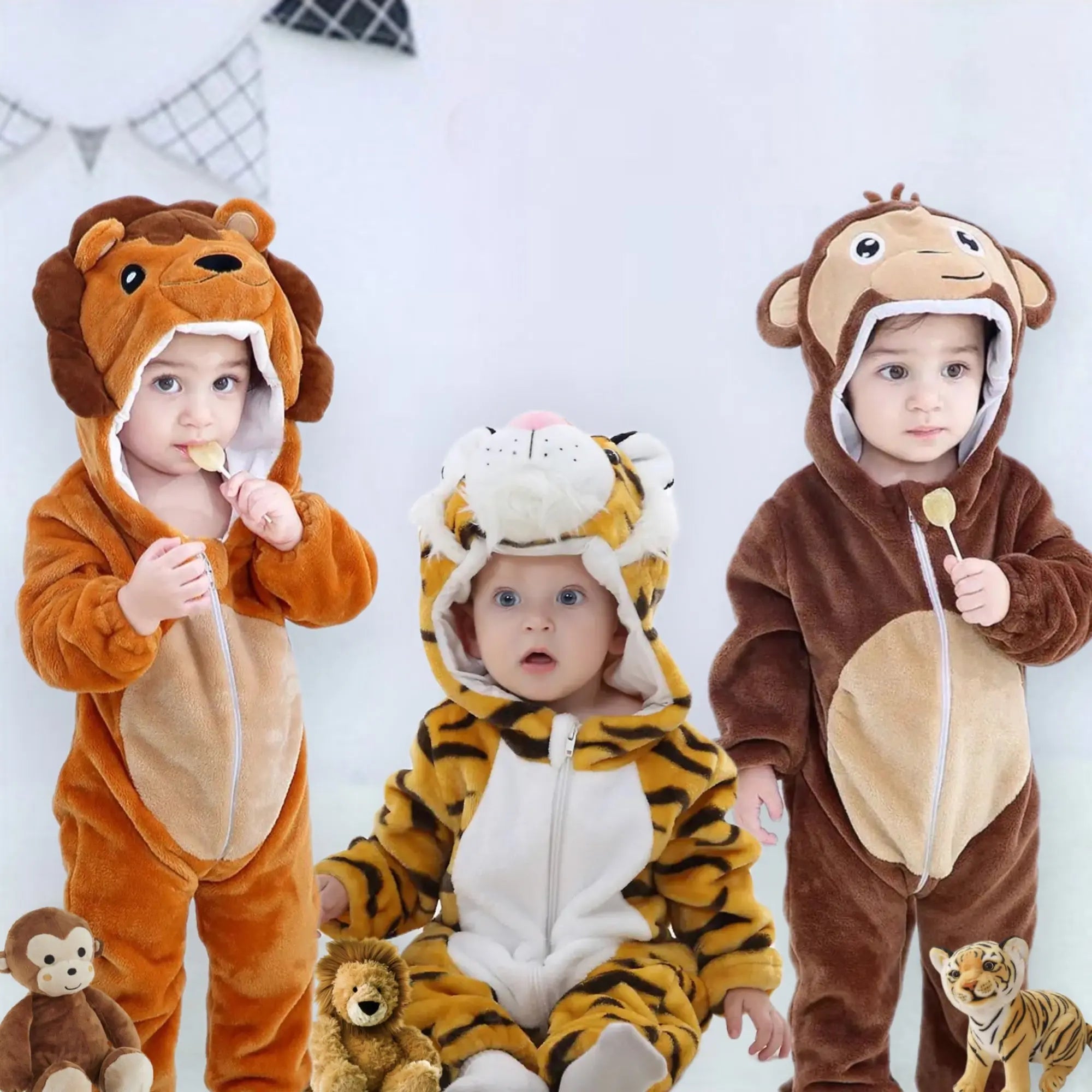 Baby Toddler Warm Fleece Hooded Animal Romper Halloween Costume Bling Bling Baby Boutique