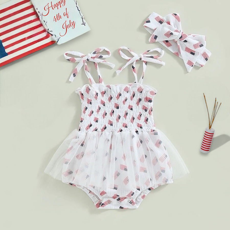 Infant Baby Girl 4th of July Tutu Romper Sleeveless One Piece Outfit. Color