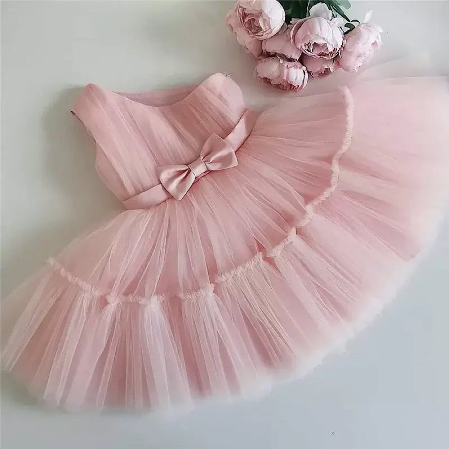 Baby Toddler Girls One Shoulder Pink Tulle Bow Princess Tutu Dress, Color