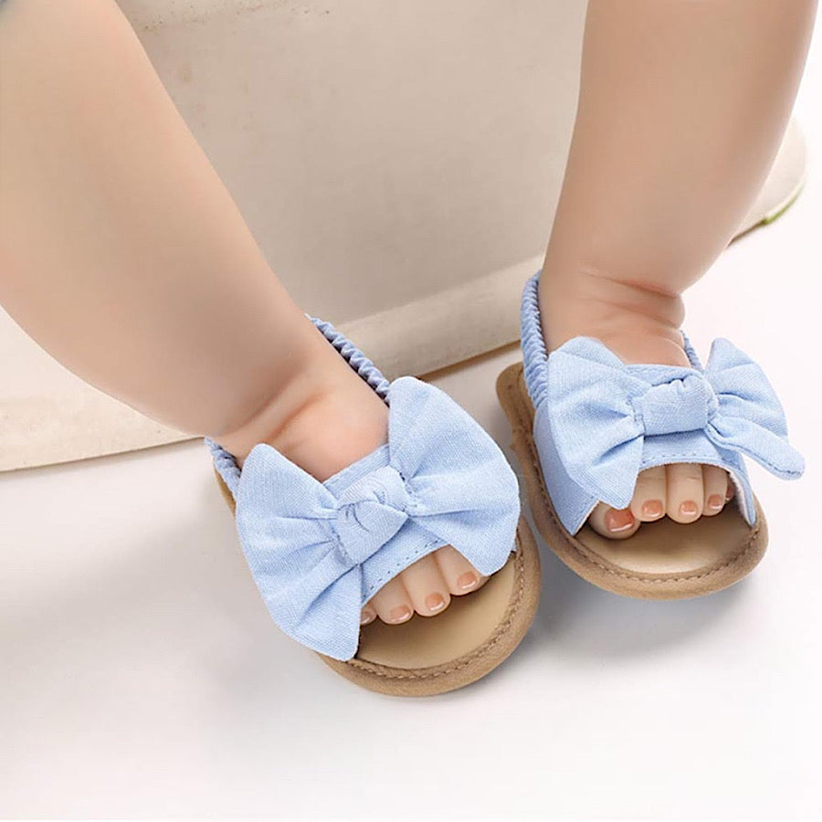 Baby Girls Summer Sandals Bowknot Soft Soled Elastic Closure Shoes, Main Image