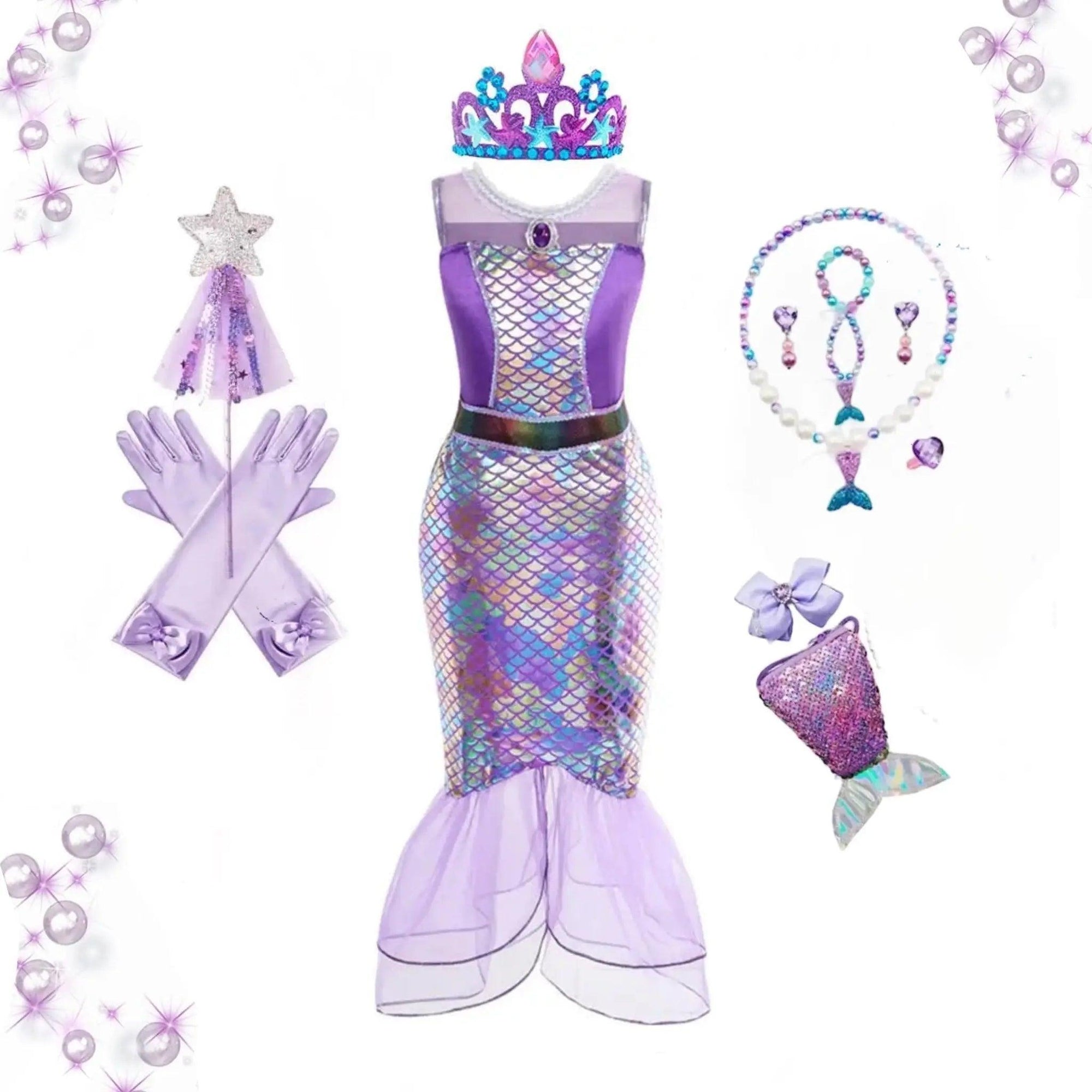 Girl Little Mermaid Princess Dress Halloween Costume and Accessories Bling Bling Baby Boutique