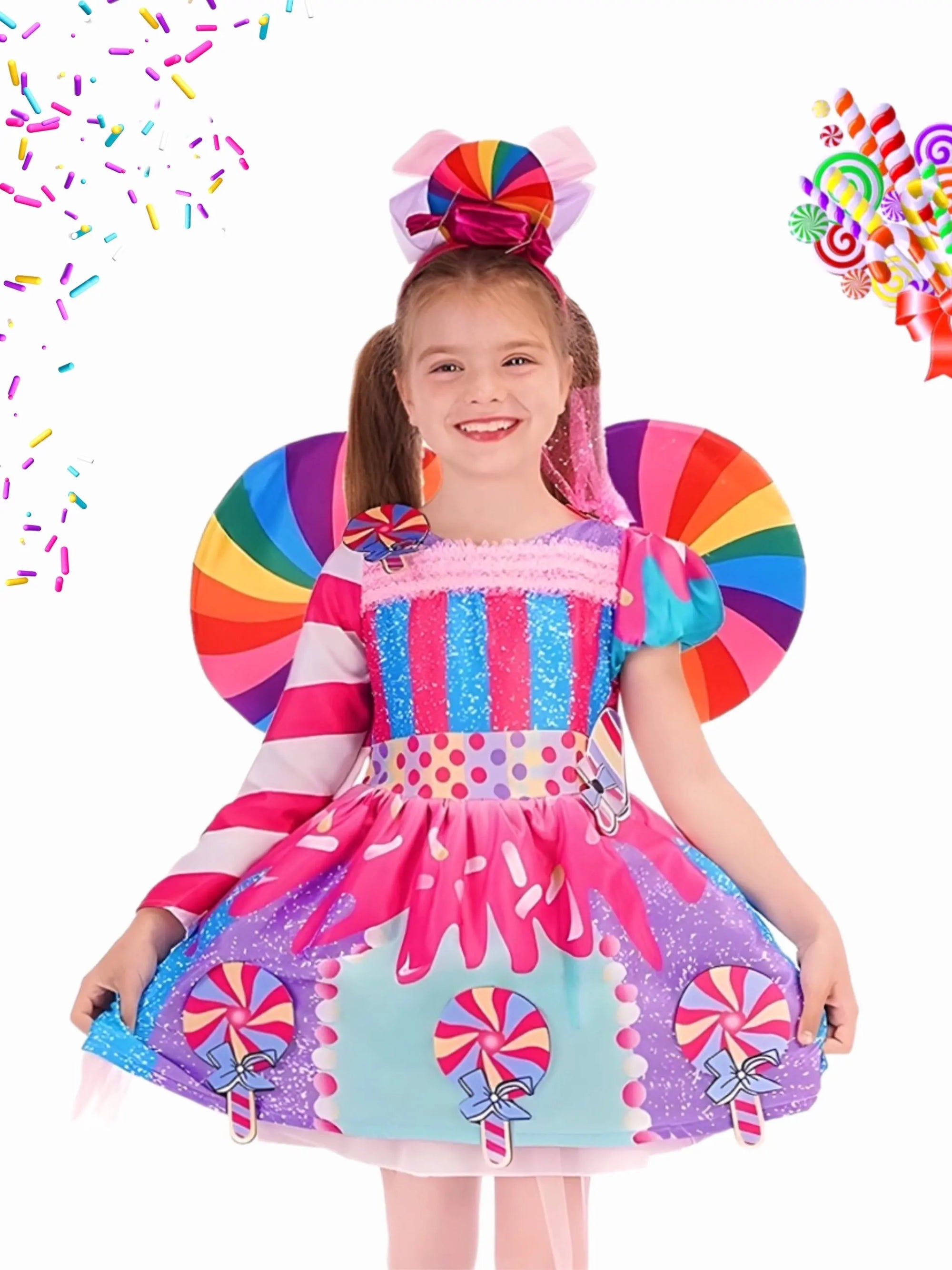 Girls Sweet Lollipop Candy Costume Fancy Rainbow Tutu Dress Bling Bling Baby Boutique