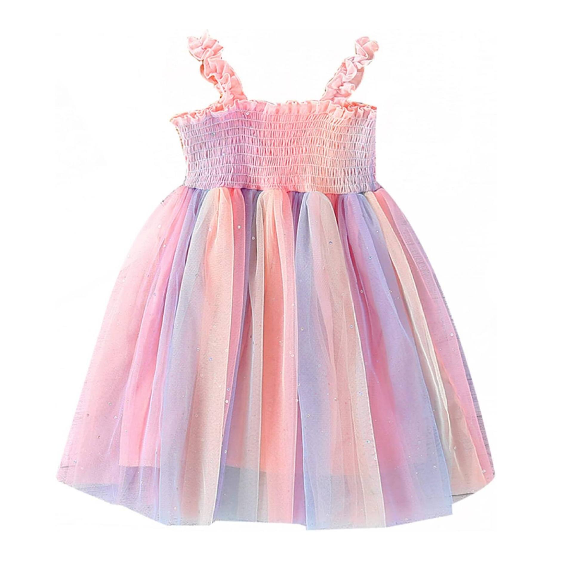 Toddler Girls Sparkly Tutu Pastel Rainbow Princess Dress, Color