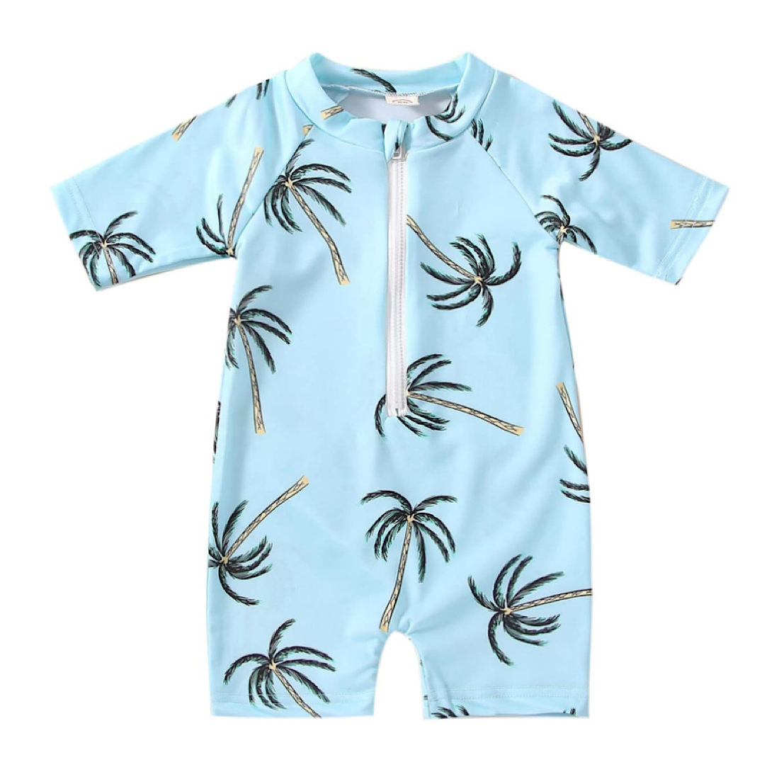 Baby Toddler Boys Palm Tree Print Rashguard One-Piece Swimsuit, Front
