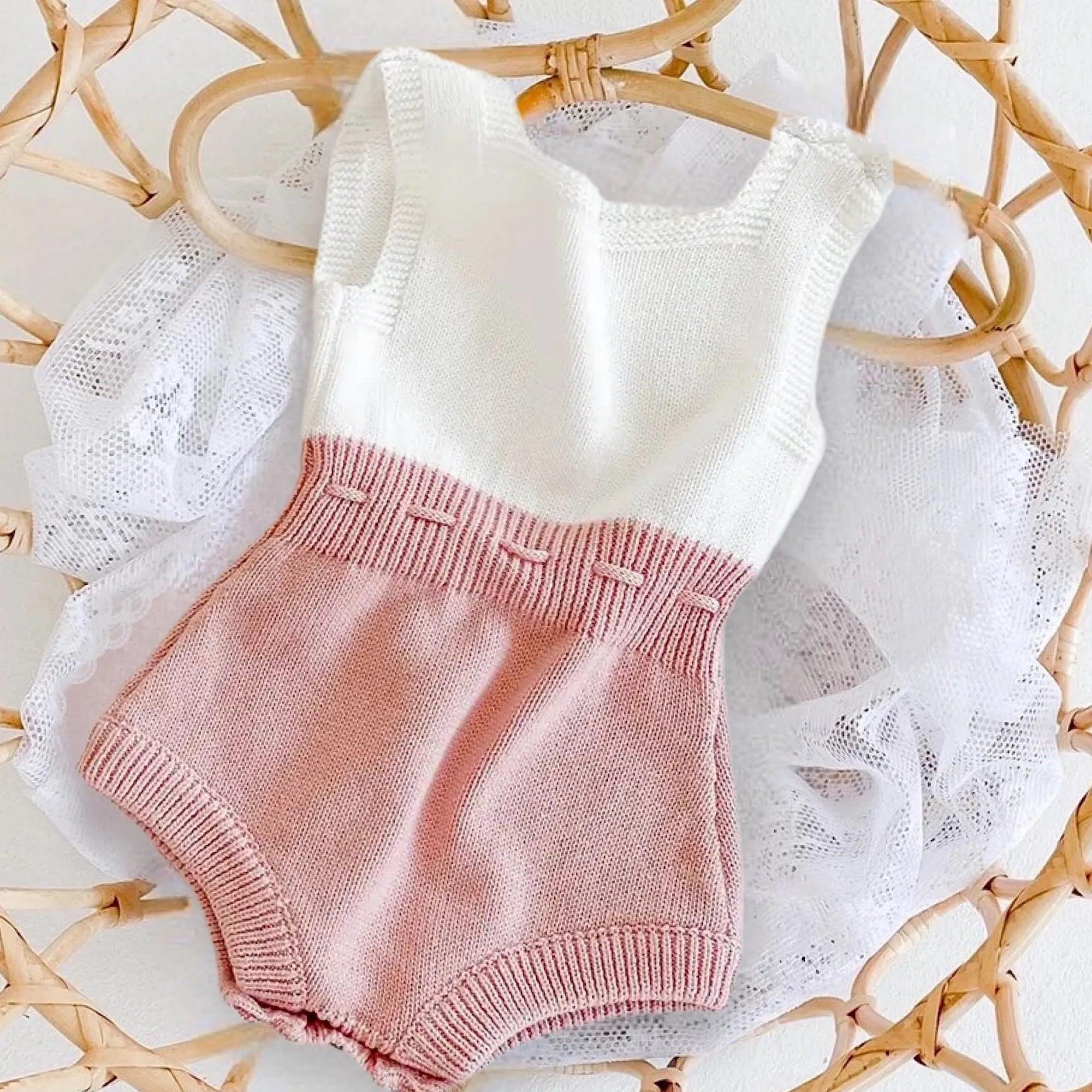 Infant Baby Girls Pink Sleeveless Cotton Knit Romper Jumpsuit Bling Bling Baby Boutique