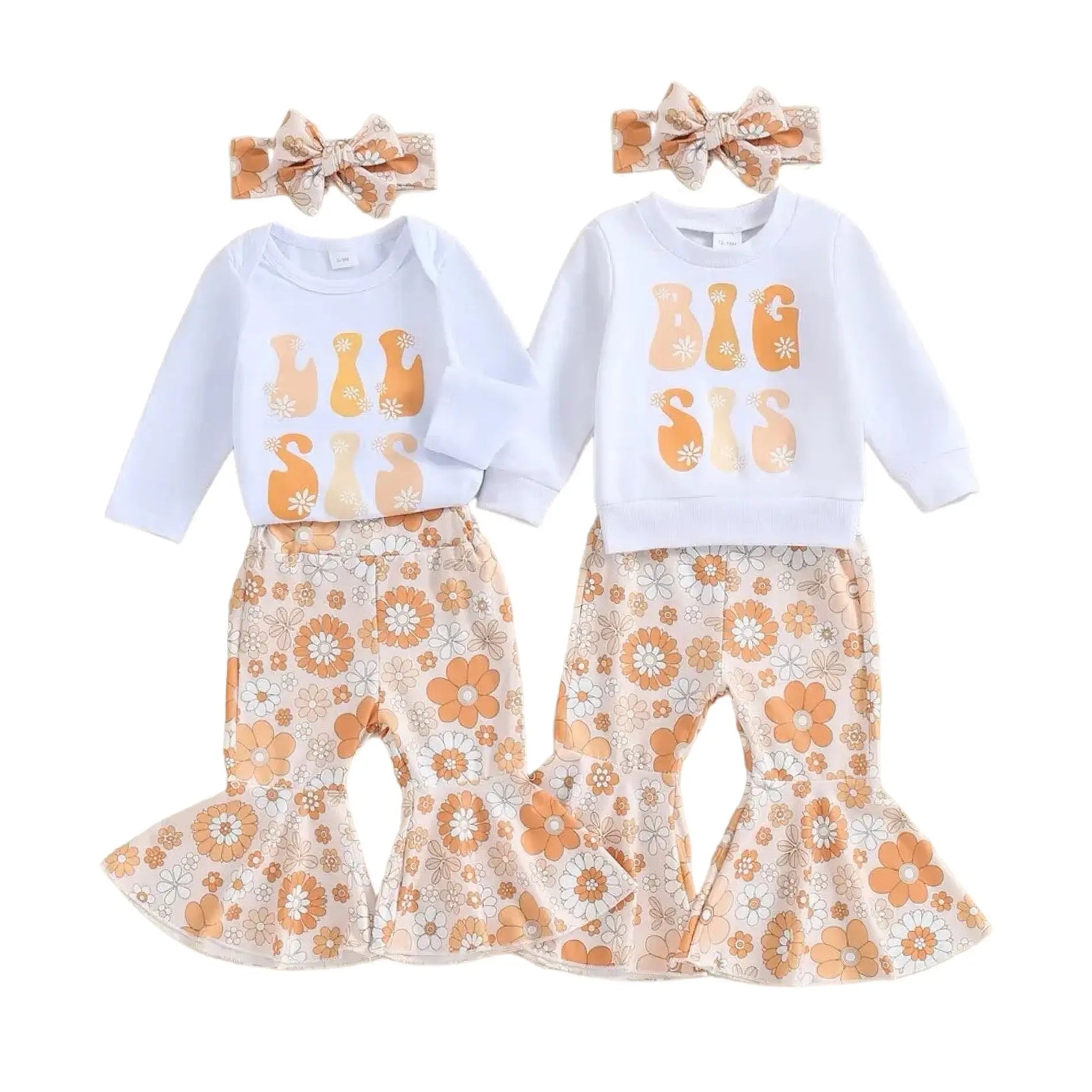 Matching Sister Outfits Baby and Toddler Girls Top and Flare Pants Set Bling Bling Baby Boutique