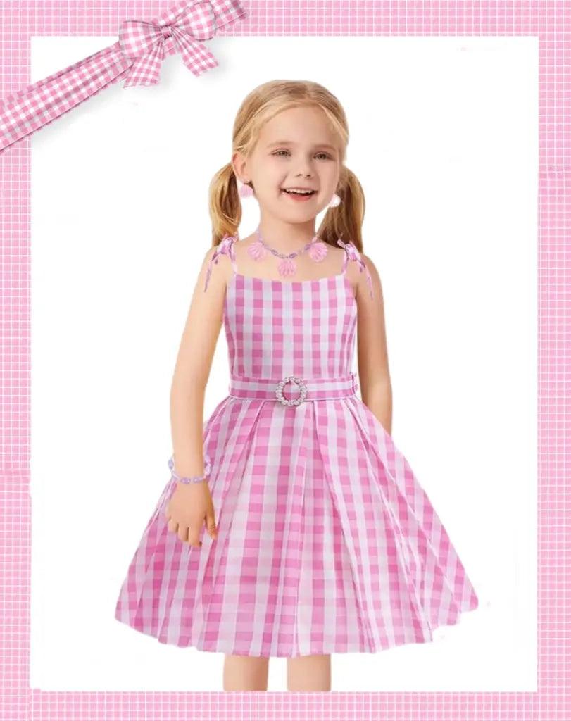 Toddler Girls Barbie Movie Costume Pink Plaid Dress And Accessories Bling Bling Baby Boutique