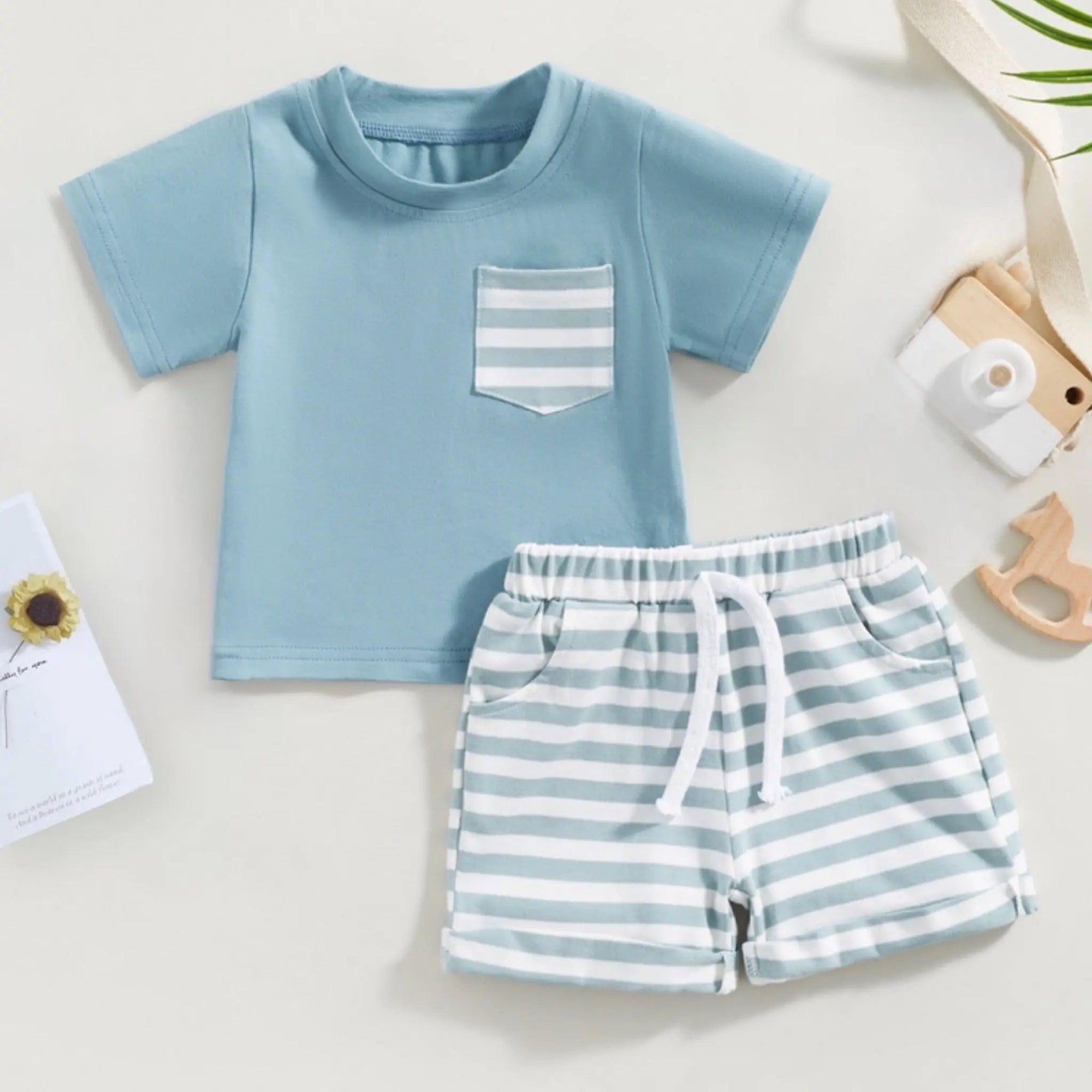 Baby Toddler Boys Summer Striped Tee and Matching Shorts Bling Bling Baby Boutique
