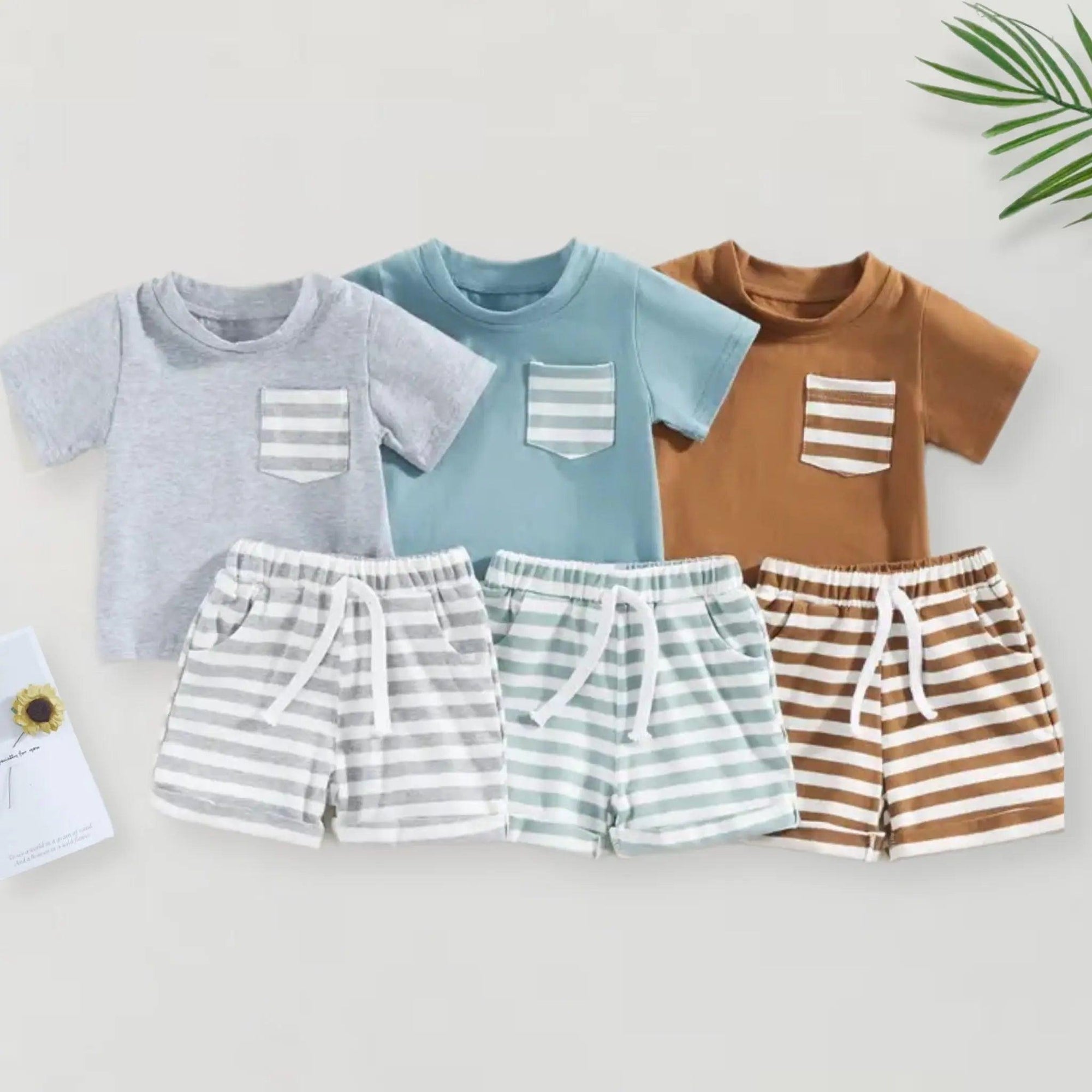 Baby Toddler Boys Summer Striped Tee and Matching Shorts Bling Bling Baby Boutique